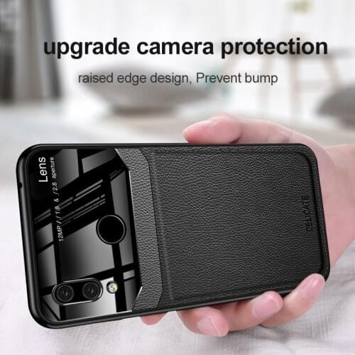 Case Huawei Honor Play Silicone Shockproof Bumper PU Leather Mirror Plexiglass Back Cover For Huawei Honor Note 10 Phone Cases