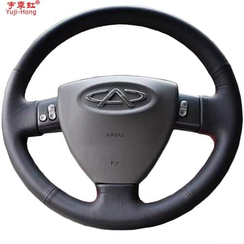 Yuji-Hong Artificial Leather Car Steering wheel Covers for Chery A3 2008 2009 Hand-stitched Steering Cover