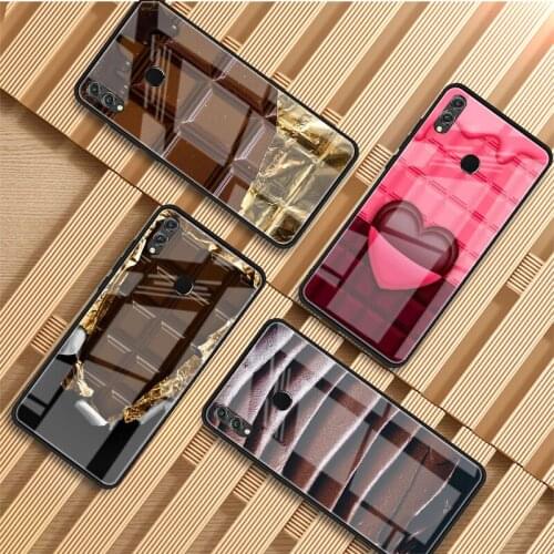 Chocolate Tempered Glass Phone Case For Huawei P20 P30 P40 P40 Lite Pro Psmart Mate 20 30 Cover Shell