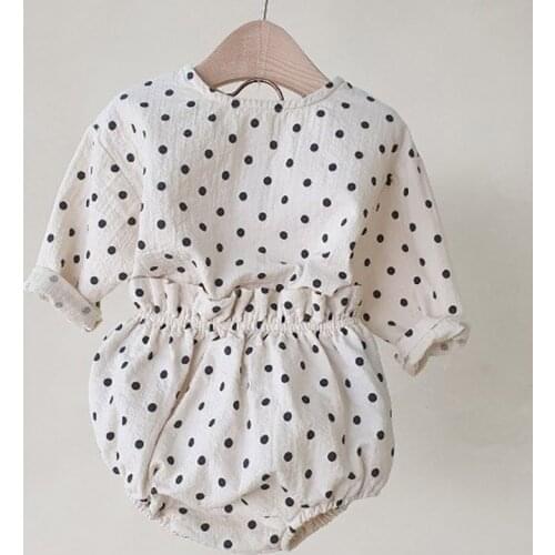 Baby clothing polka dot baby boys clothes pure cotton and linen infant girls suit infant outfit