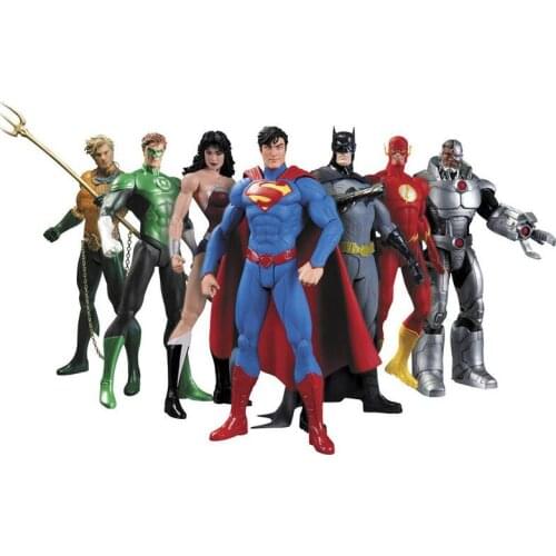 DC Heroes Justice League Action Figures Toys Super Man Batman The Flash Wonder Woman Green Lantern Aquaman Cyborg PVC Figurine