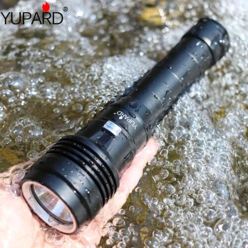Super bright waterproof 100m XHP50 LED scuba diving torch underwater flashlight dive lantern fill light 26650 18650 battery