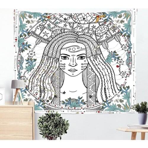 Moon Tapestry Beach Blanket Psychedelic Tapestries Wall Hanging Abstract Female Portrait Wall Carpet Decor Witchcraft Tapestry