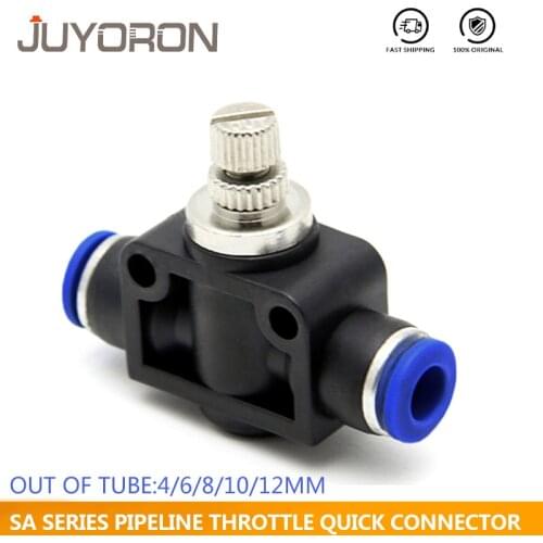 SA Pneumatics Air Throttle Valve Speed Control Quick Release Hose Tube Water Connector Fittings Accessories Adjust 4mm 6mm 8mm