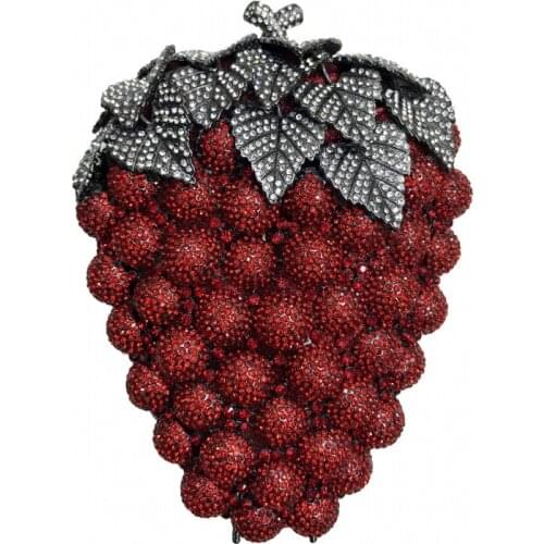 Bee In Fly Novelty Grape Women Six color Evening Clutch Bags Wedding Cocktail Crystal Clutch Ladies Rhinestone Purse Evening Bag