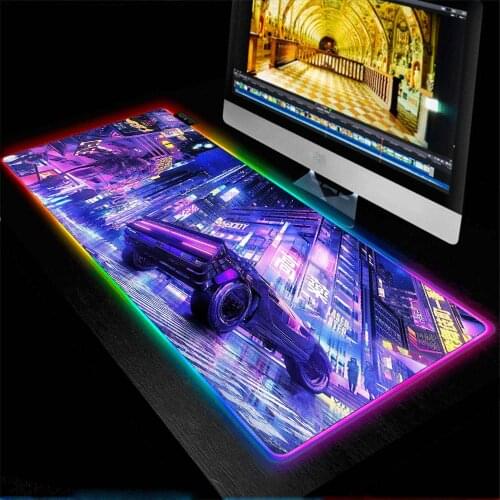 Cool Car 2077 RGB Gaming Mouse Pad Luminous Colorful LED Mousepad XXL Gamer Interface USB Laptop Game Accessories Keyboard Pad