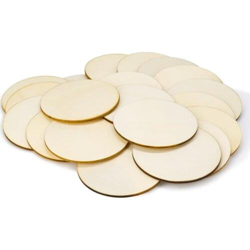 20pcs Blank Wood Slices 60mm Unfinished Wood Pieces Round Wooden for DIY Arts Painting Crafts or Laser Engraving Material