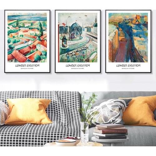 Leander Engstrom Retro Poster Oil Painting Local Landscape Art Prints Sweden Painter Exhibition Poster Wall Picture Home Decor