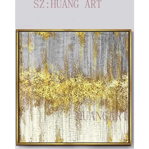 Best Selling Pure Hand-painted Thick Textured Abstract Oil Painting on Canvas Pop Fine Art Abstract with Gold Foil Oil Painting