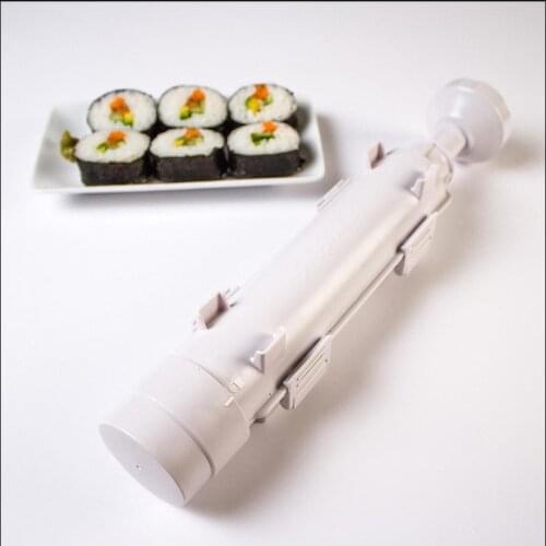 White sushi machine roller rice mold bazooka vegetable meat roll tool DIY sushi maker kitchen tool cooking family rice ball hand