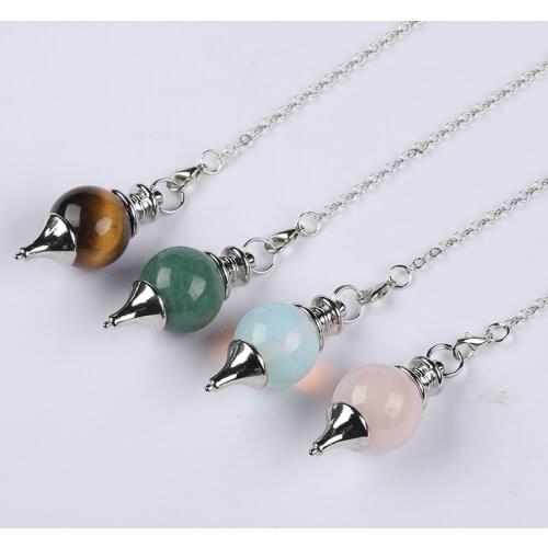 Natural Crystal Divination Pendulum Rose Quartz, Reiki, Explore Pendulum Cone Charm Pendant for Men & Women Jewelry