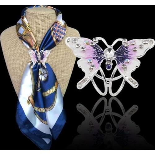 Fashion three-ring buckle wild personality simple butterfly scarf buckle large square scarf shawl buckle corner knot buckle