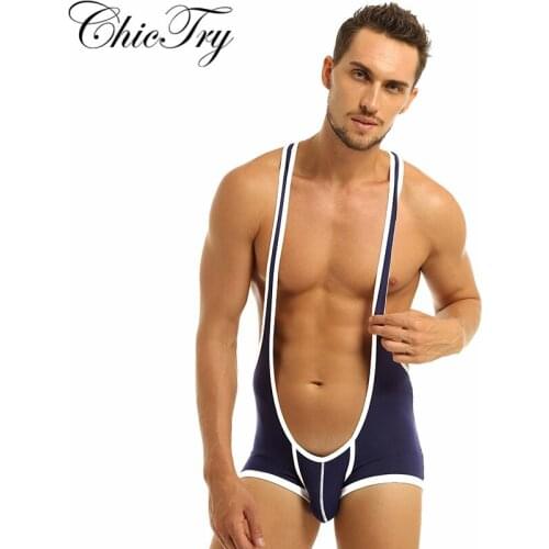 Mens Bikini Bodysuit Wrestling Suspenders Singlet Mankini Underwear Bodysuit Nightwear Jockstraps Bulge Pouch Boxer Sexy Leotard