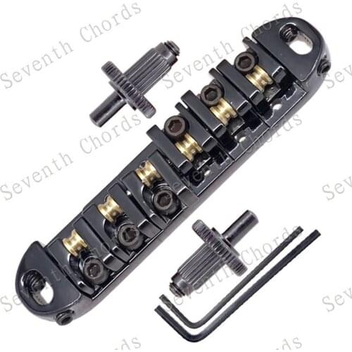 A Set of Roller Saddle Bridge Tailpiece For Electric Guitar accessories parts Musical instrument Black Small Studs & Anchor