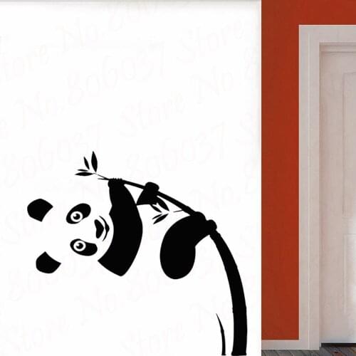Panda Wall Decal Cute Pandas Climb Bamboo Wall Sticker Animal Vinyl Decor Home Kids Rooms Decor WL1329