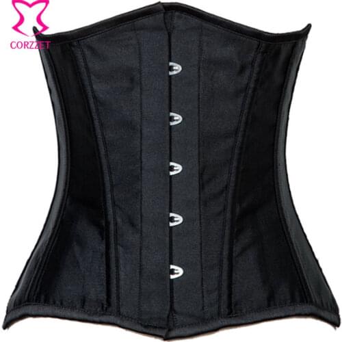 Flat Steel Boned Waist Trainer Corset Plus Size 6XL Black Corselet Underbust Burlesque Corpetes E Espartilhos Para Festa