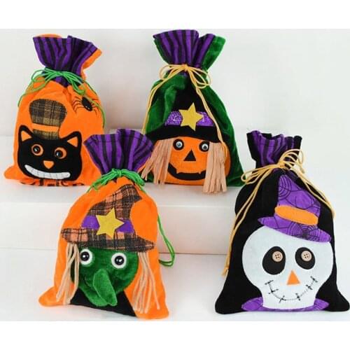 Halloween Candy Gift Bag Trick or Treat Pumpkin Bags Storage Pouch Bucket Halloween Party Candy Cookie Gift Pacakging Decoration