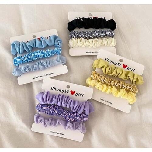 2/3Pcs Satin Silk Solid Color Scrunchies Elastic Hair Bands New Women Girls Hair Accessories Ponytail Holder Hair Ties Rope