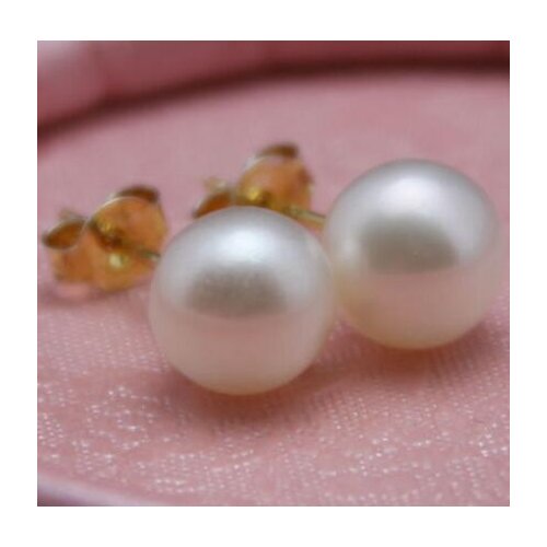 Free shipping luxury Noble jewelry stud AAA 7-8mm white perfect circle pearl earrings
