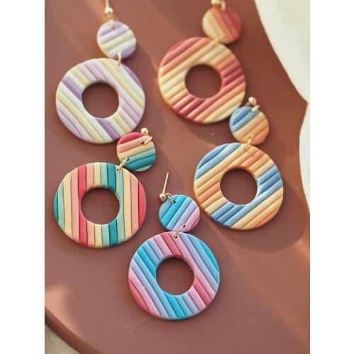 5 Lollipop Colors Cute Round Fashion Hanging Strip Layer Polymer Clay Earrings Rings Pendants 2020 Trendy For Women‘s Jewelry
