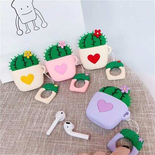 Cute Beauty Cactus Wireless Bluetooth Headset Cover for Apple AirPods 2 Silicone Charging Headphone Case Earphone Accessories