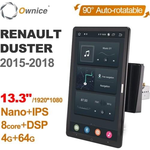 Tesla style Android 10.0 Car Radio 1din for Renault DUSTER 2015 - 2018 Car Auto Audio Video System Unit HDMI 13.3 Inch 1920*1080