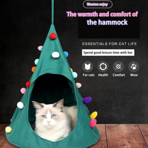 Christmas Tree Decorated Nest Tapestry Cotton Pet Cat Hammock Swing Bed Macrame For Home Bedroom Decoration Wall Hanging