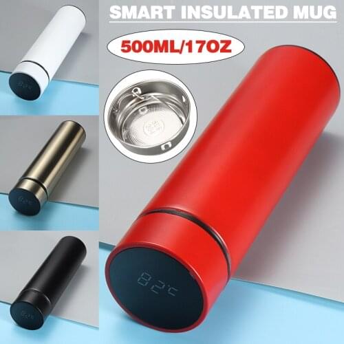 Smart Temperature Display water bottle Touch temperature Insulated Mug Bottle Vacuum Water Cup 500ml for Student Office Drinking