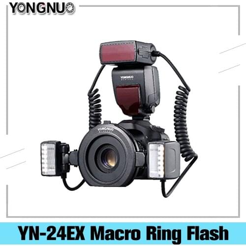 YONGNUO YN-24EX Macro Ring Flash Speedlite with 2 Flash Head 4 Adapter Rings for Canon