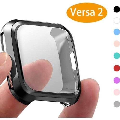 Screen Protector for Fitbit Versa 2 Case Ultra-Thin Slim Soft TPU Protective Cover All-Around Full Cover Bumper Shell Clear