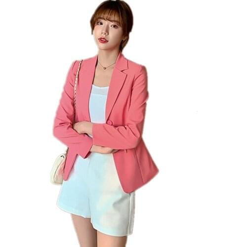 2020 Spring Blazer for Woman Suit Jacket Ladies England Office Work Pink White Black Suit Coat Tops