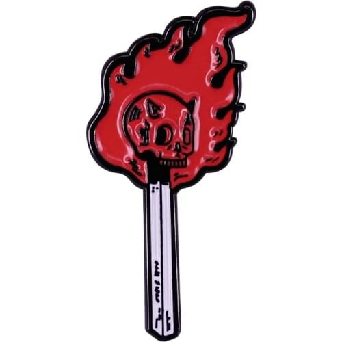 Skull Matchstick Art Badge SteamPunk Gothic Style May This Burning Bright Give Encouragement at the Start of this Year
