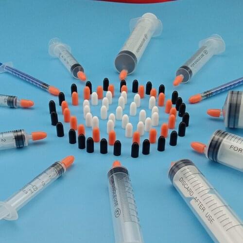 10pcs Silicone Rubber Syring Cap Injector Tips Cover 3mm Round Stoppers Plug Caps for 5 10 20 50 60 ml Syringe dust Sleeve