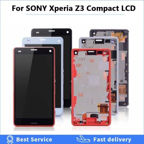 100% Tested For SONY Xperia Z3 Compact Display Frame Z3 Mini D5803 D5833 Digitizer For SONY Xperia Z3 Compact LCD Screen Display