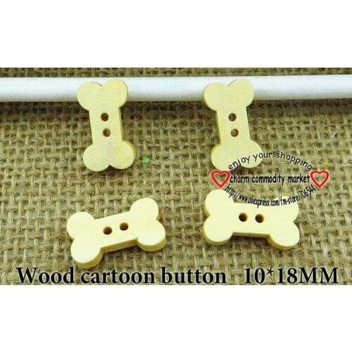 50PCS 10*18MM wood Bones cartoons buttons coat boots sewing clothes accessories WCB-114