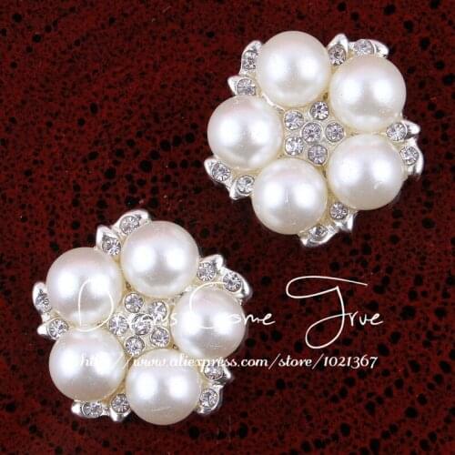 50pcs/lot 22MM 2Colors Mini Metal Rhinestone buttons For Flower Centre Decorative Pearl Flatback Crystal buttons For Accessories