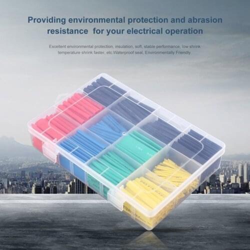 530pcs Heat Shrink Tubing Insulation Shrinkable Tubes Assortment Electronic Polyolefin Wire Cable Sleeve Kit Heat Shrink Tubes
