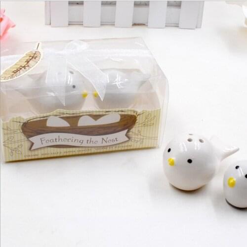 6SETS "Feathering the Nest" Ceramic Birds Salt&Pepper Shakers Wedding Favors Baby Birthday Party Souvenir