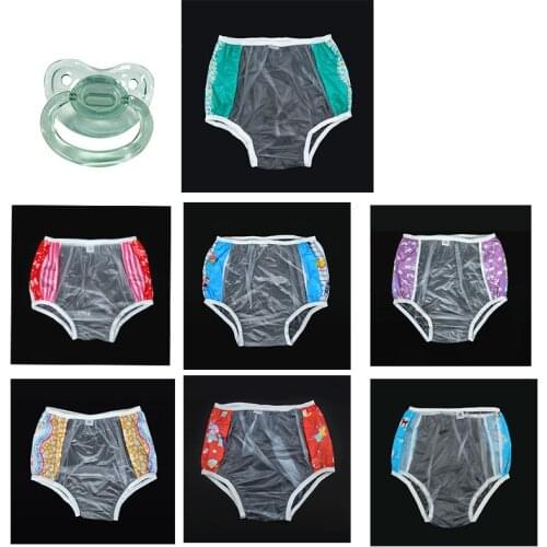 8pcs ABDL adult diaper 7pvc vreusable baby pant Give 1 pacifier diapers onesize plastic bottoms DDLG adult baby new underwear