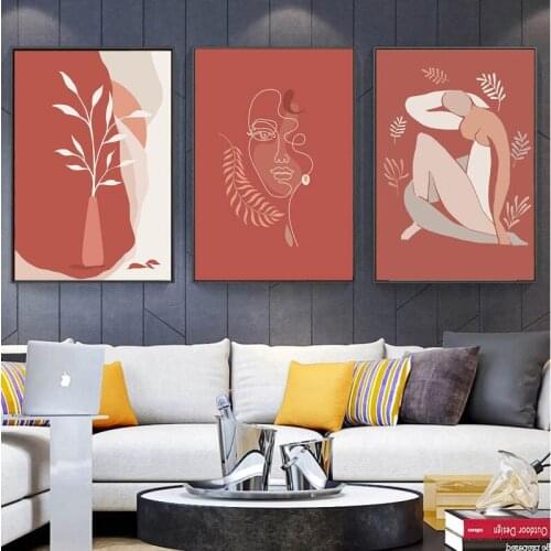 WTQ Boho Abstract Art Canvas Painting Retro Poster Boho Line Drawing Wall Decor Poster Wall Art Picture Room Decor Home Decor