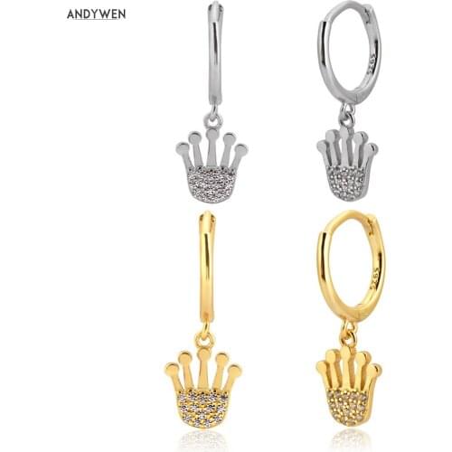 ANDYWEN 925 Sterling Silver Hamsa Hand Drop Earring Piercing Ohrringe Jewelry For Rock Punk Women Party Jewels Luxury Zircon CZ