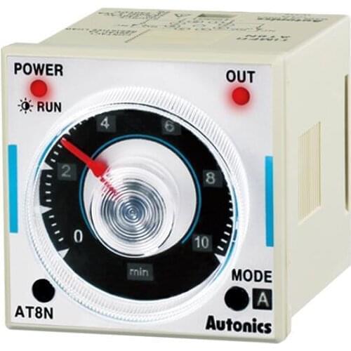 AT8N-2 Timer, Analog, 6-Mode, Multi-Range, DPDT or SPDT Timed/Instant., 24VAC/24VDC (socket reqd)