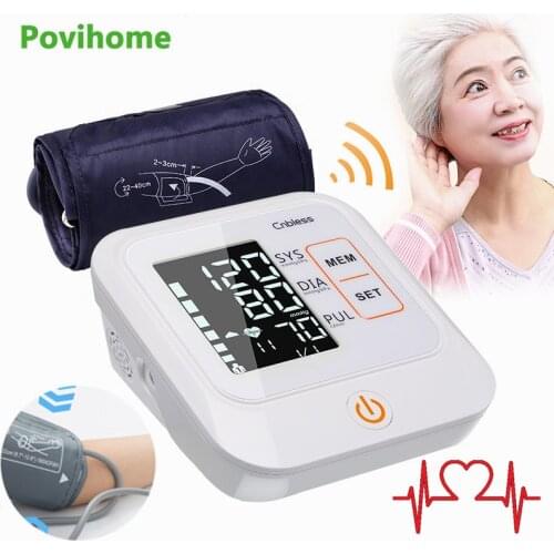 Povihome Automatic Tonometer Digital Blood Pressure Monitors Set for Measuring Arterial Pressure Cuff Sphygmomanometer Upper Arm