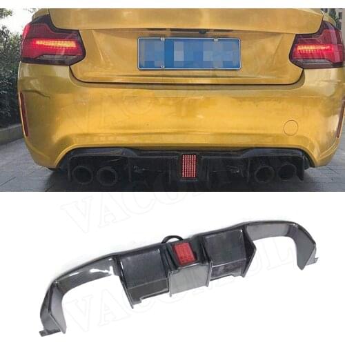 Carbon Fiber Rear Lip Diffuser Spoiler With LED Lamp for BMW 2 Series F87 M2 Coupe 2 Door 2016 2017 2018 FRP Bumper Guard