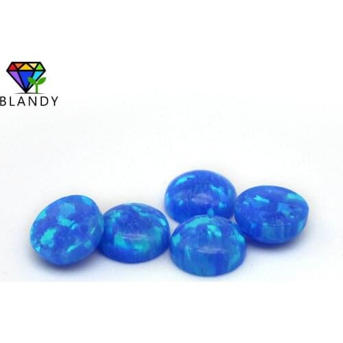 Free Shipping 2.0mm~10mm Round Cabochon Flat Back OP05 Blue Fire Synthetic Opal Stone For Jewelry