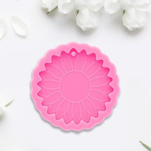 Keyring Casting Silicone Mould DIY Crafts Jewelry Pendant Making Tool Super Glossy Sun Flower Keychain Epoxy Resin Mold
