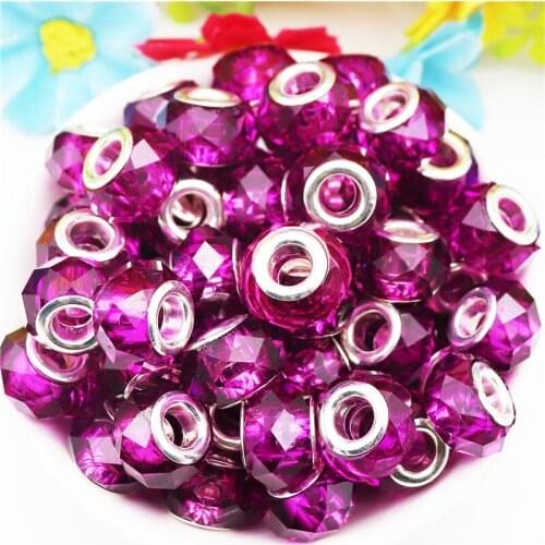 10Pcs New Large Hole Faceted Crystal Plastic Beads fit Pandora Bracelet Necklace Earrings Curtain DIY for Hair Jewelry Making