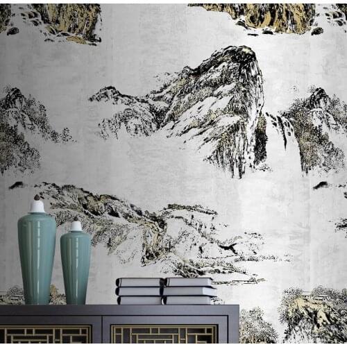 CJSIR Custom New Chinese Ink Landscape Wall Painting Wallpapers for Living Room Mural Wallpaper Background Photo Wall Paper