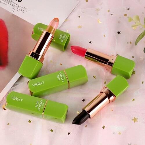 Aloe Vera Lipstick Temperature Color Change Moisturizing Nutritious Long Lasting Lip Balm Lip Gloss Lip Tint Makeup