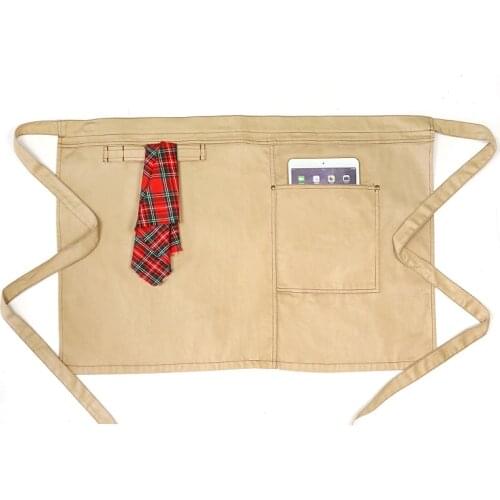 Half-Waist Cotton Apron Cooking Working Restaurant Cafe Shop Sleeveless Bibs Pockest